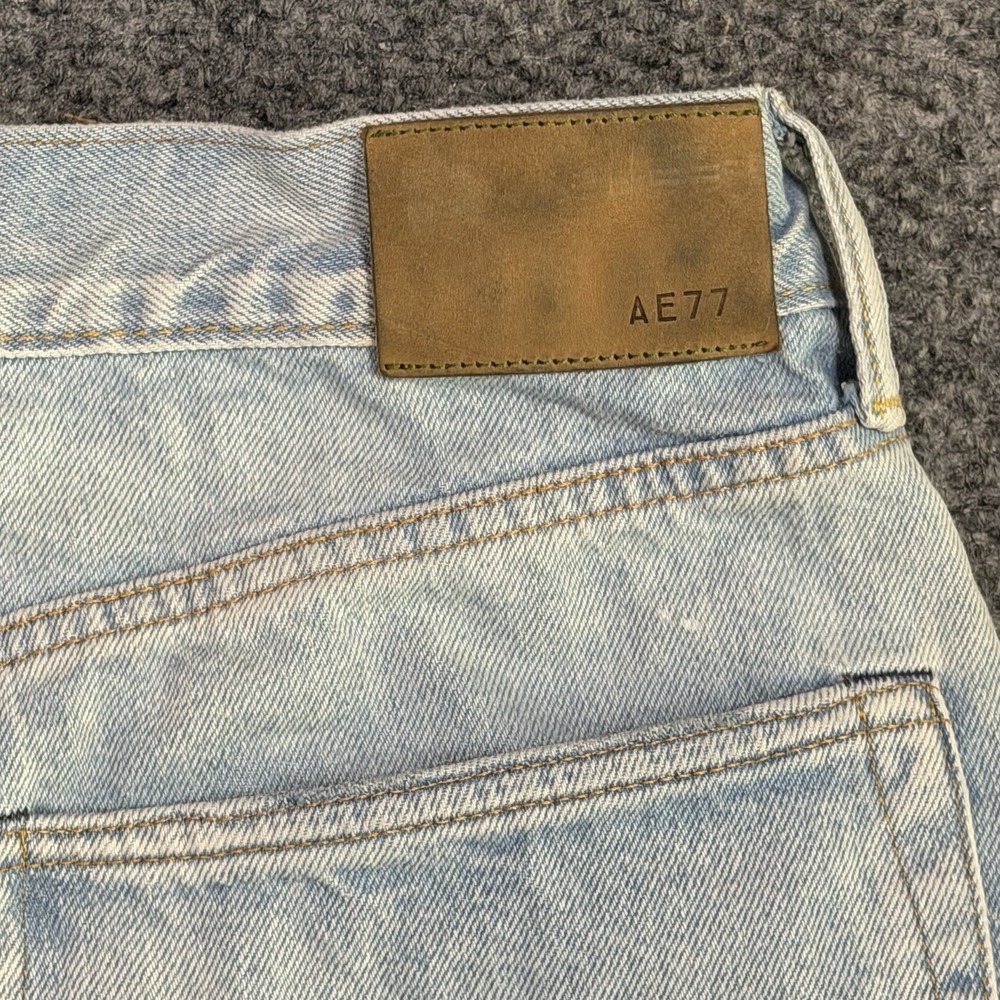 American Eagle Super High Stovepipe Wide Leg Jeans Women 12 Blue Denim Stretch - Picture 7 of 9